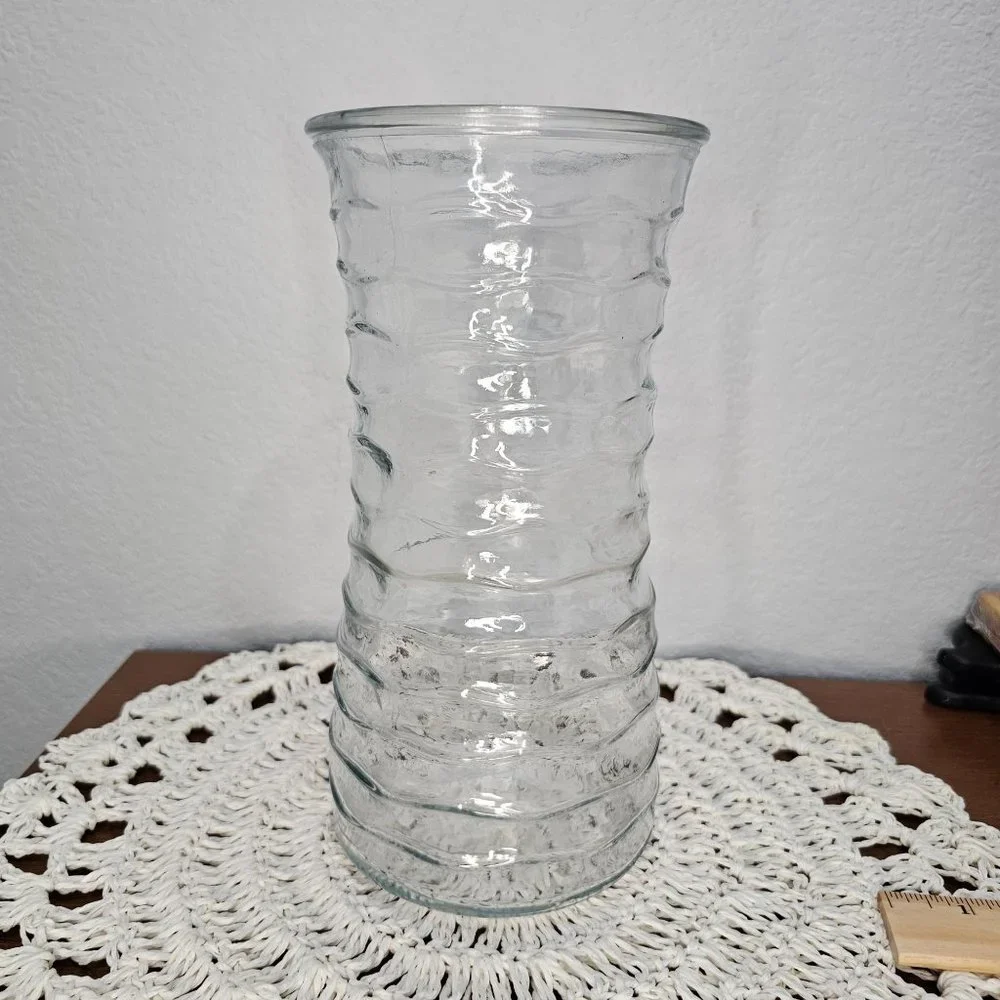 Heavy Clear Vase 10‎ inches tall